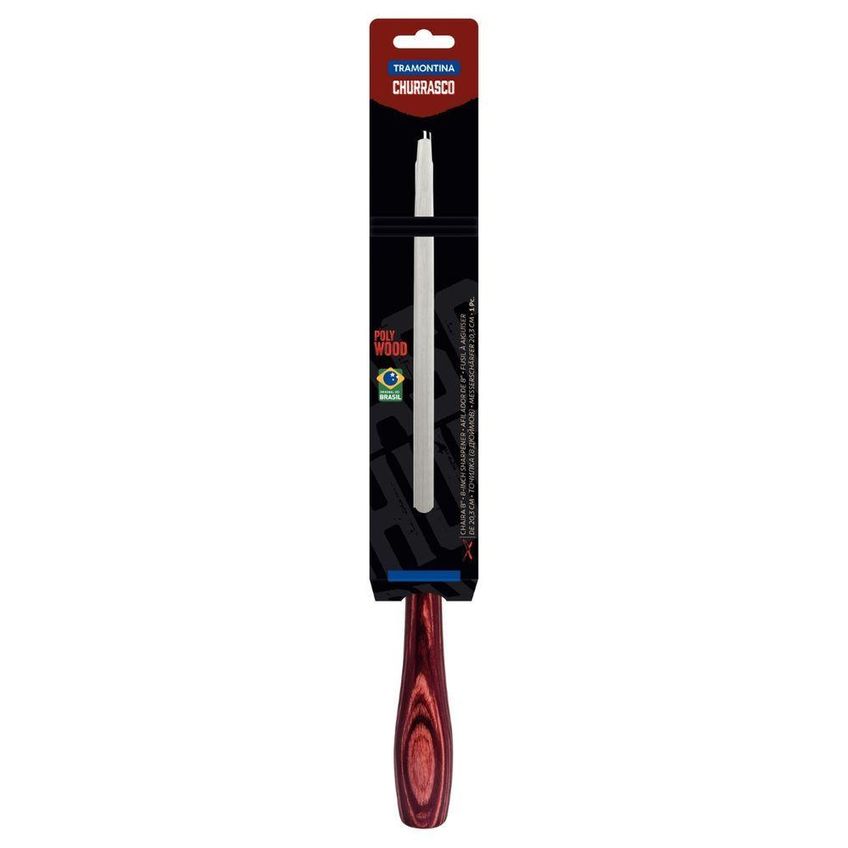 Chaira Polywood Manutenção De Afiação Aço Carbono Churrasco Vermelho Tramontina - imagem 3