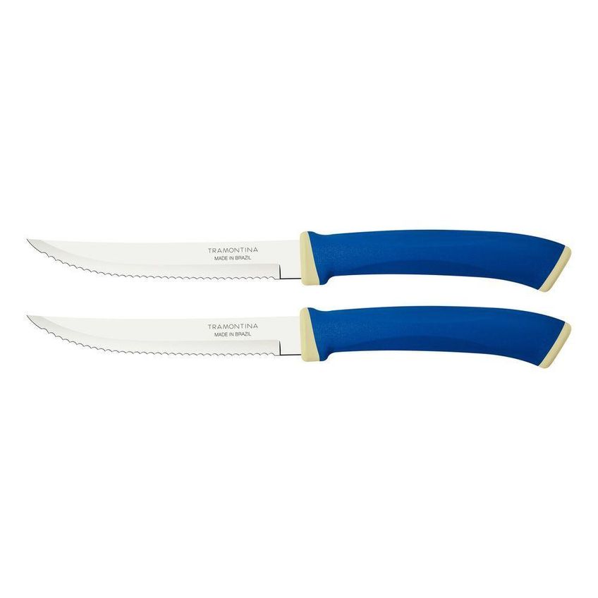 Conjunto De Facas Para Churrasco Felice Corte De Carnes Aço Inox Cabos Polipropileno Azul Tramontina - imagem 4