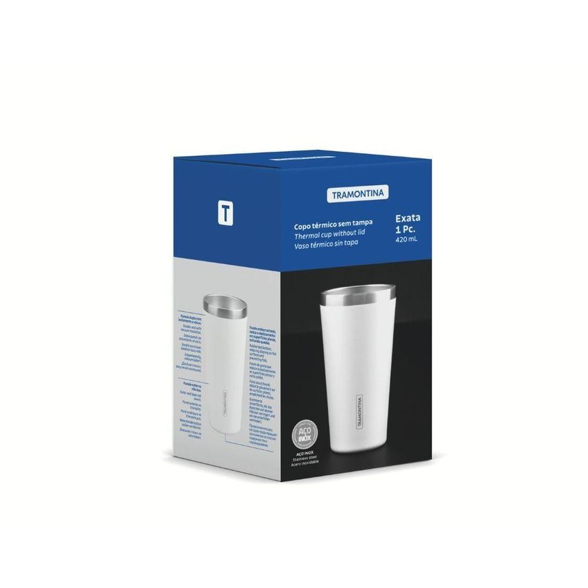 Copo Térmico Exata Manter Bebidas Na Temperatura Ideal Aço Inox Parede Dupla Isolamento A Vácuo - imagem 4