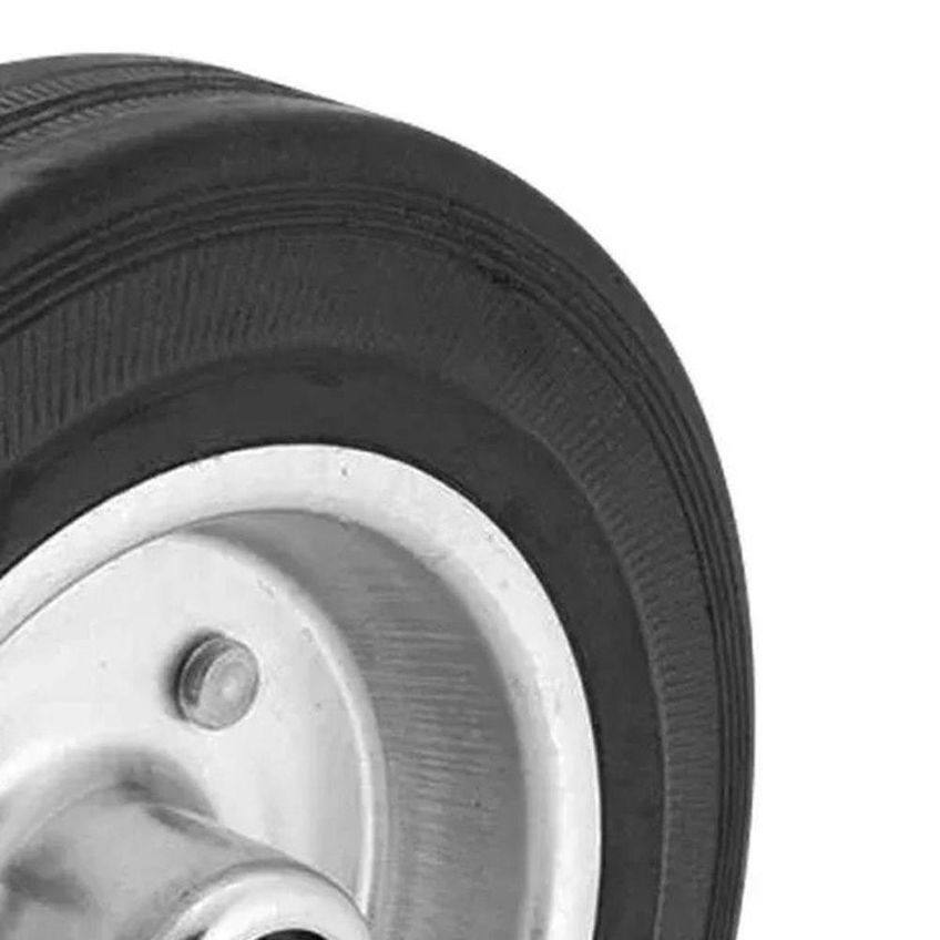 Roda De Borracha 6 Polegadas 160mm 150kg Aço Zincado Preta Worker - imagem 3