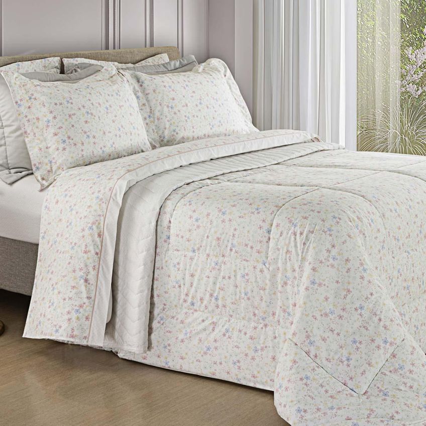 Colcha Casal 200 Fios Vintage Alora - Casa K Estampada - imagem 3