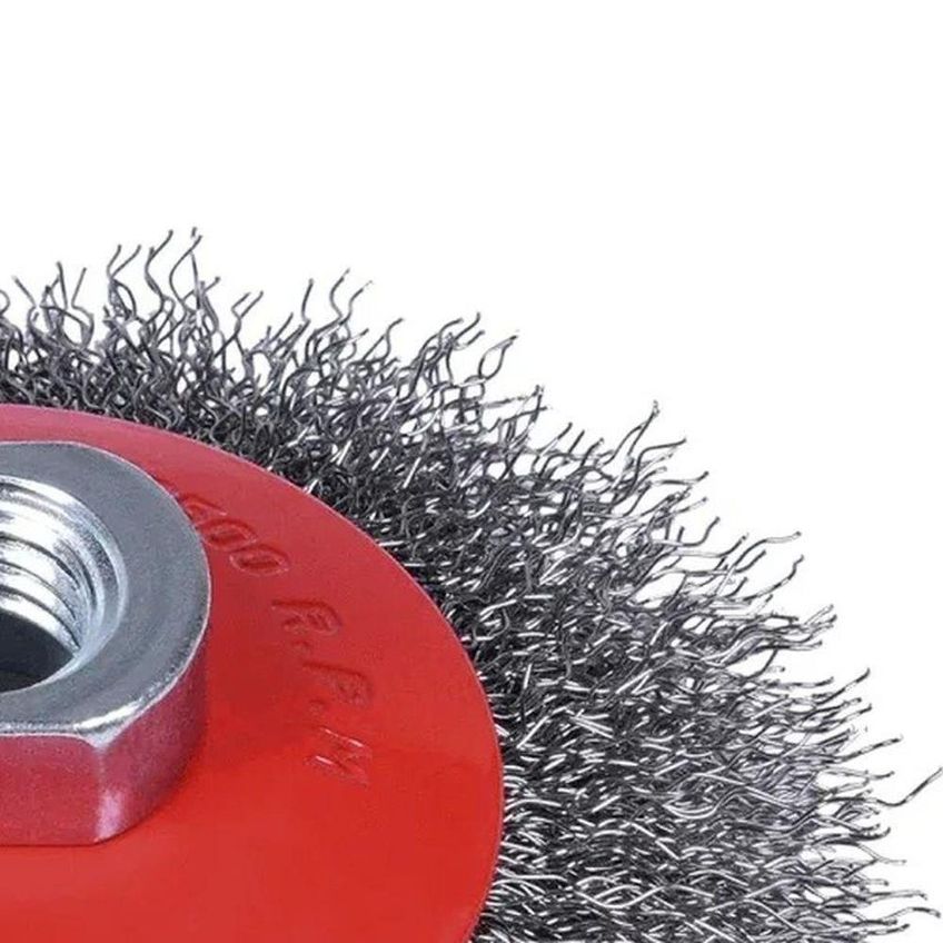 Escova Circular Cônica Para Esmerilhadeira 4 Pol M14 0,3mm 12500 Rpm Aço Carbono Worker - imagem 4