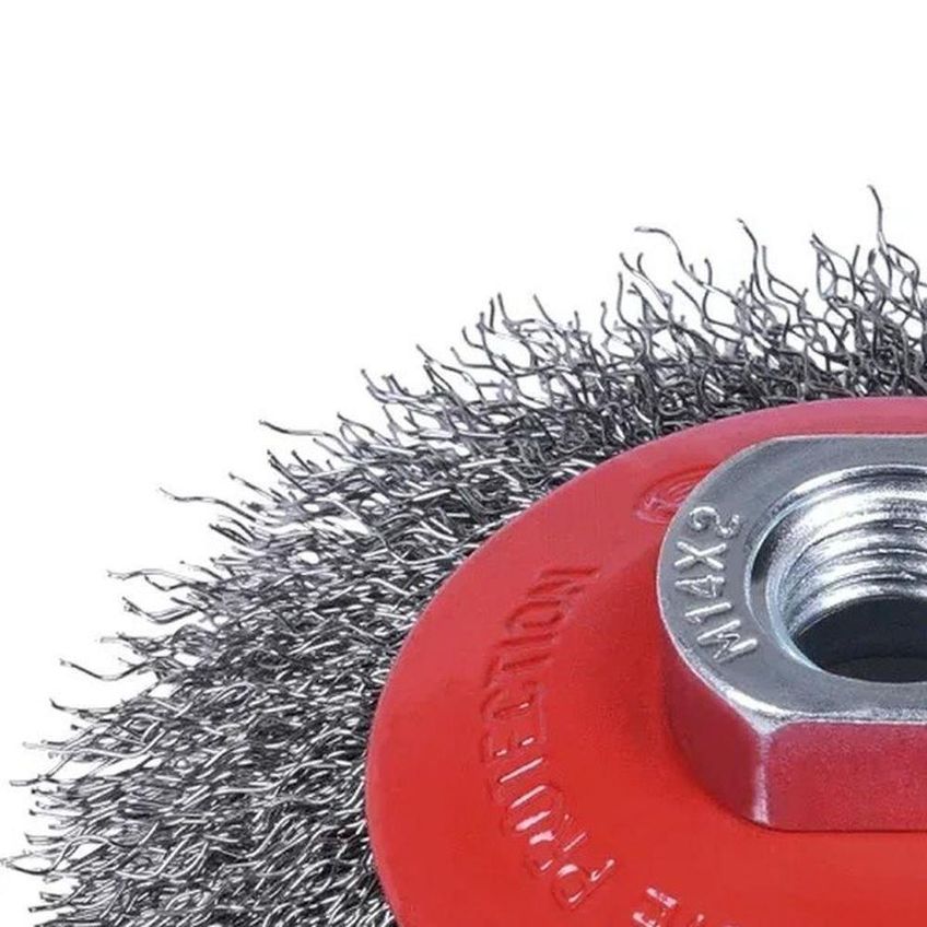 Escova Circular Cônica Para Esmerilhadeira 4 Pol M14 0,3mm 12500 Rpm Aço Carbono Worker - imagem 5