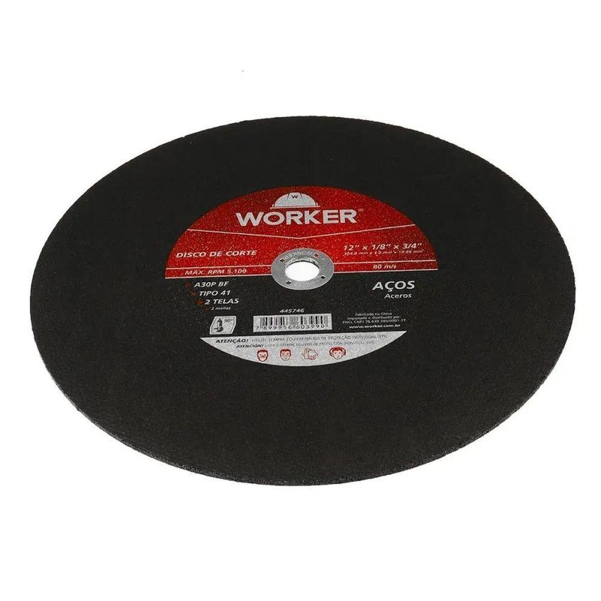 Disco De Corte Para Aço 12 Polegadas 304,8mm Furo 19,05mm Worker - imagem 3