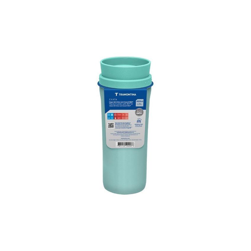 Copo Térmico 460ml Aço Inox Parede Dupla Isolada A Vácuo Verde Tramontina - imagem 5