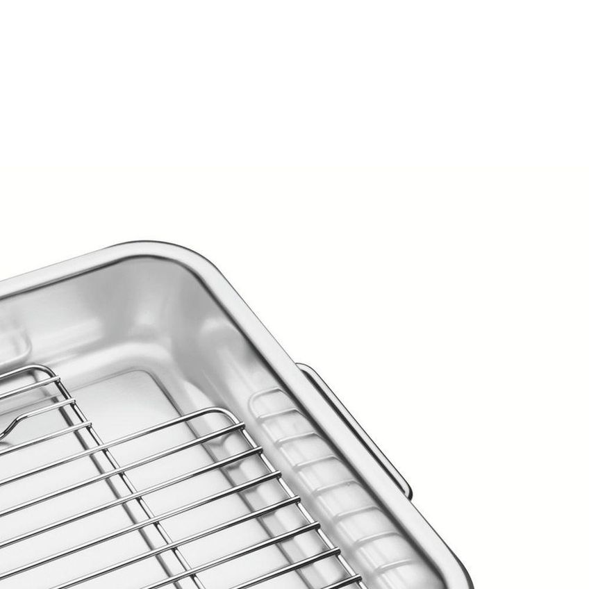 Assadeira Com Grelha Service Assar Carnes Aço Inox Removível Uso Forno Tramontina 6,4l - imagem 2