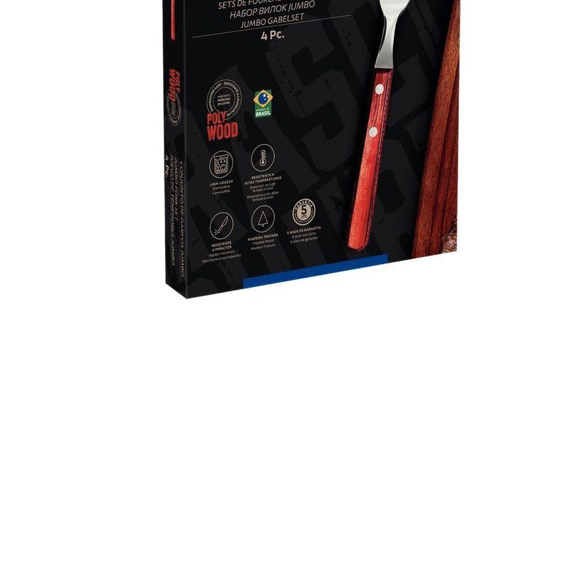 Conjunto De Garfos Jumbo Churrasco Polywood Aço Inox Madeira Tratada Resistente Máquina De Lavar - imagem 3