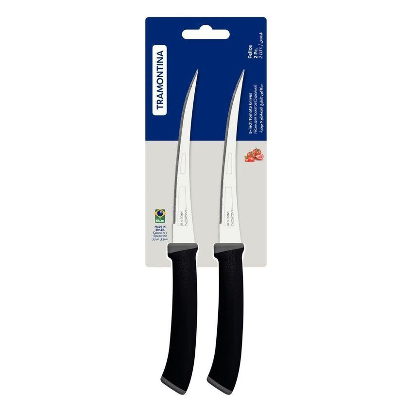 Conjunto De Facas Para Tomate Felice Aço Inox Lâmina Microsserrilhada Cozinha Polipropileno Preto - imagem 4