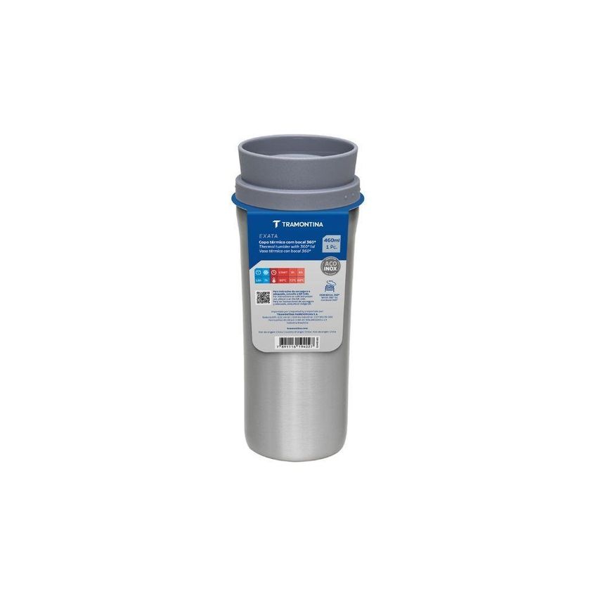 Copo Térmico 460ml Inox Bocal 360 Parede Dupla Isolada A Vácuo Bebidas Tramontina - imagem 5
