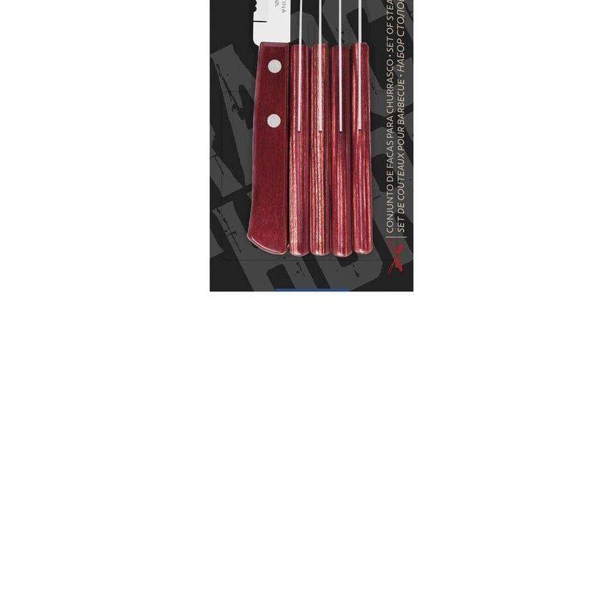 Conjunto De Facas Para Churrasco Polywood Aço Inox Cabo Madeira Vermelho 6 Peças Tramontina - imagem 4