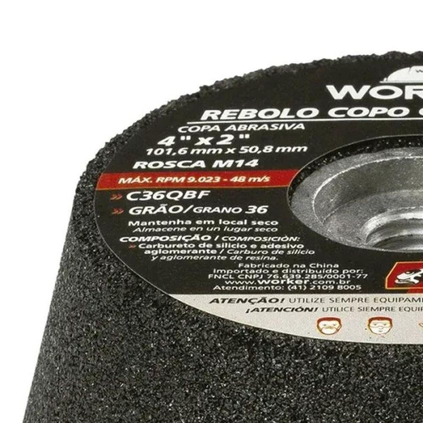 Rebolo Cônico 4 Polegadas M14 Grão 36 Para Concreto Worker - imagem 3