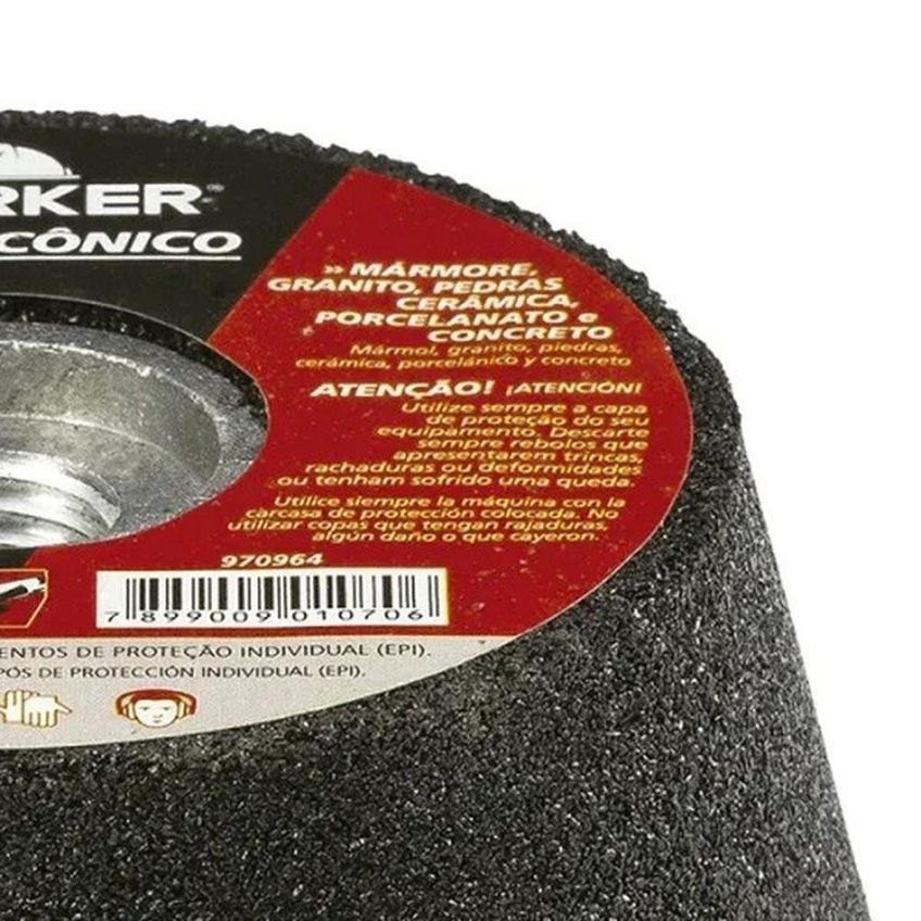 Rebolo Cônico 4 Polegadas M14 Grão 36 Para Concreto Worker - imagem 4