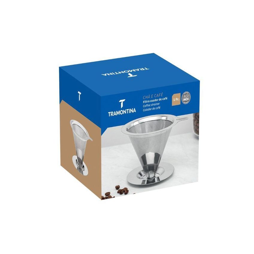 Coador De Café Reutilizável Camada Dupla Aço Inoxidável Uso Diário Sustentável Tramontina - imagem 5