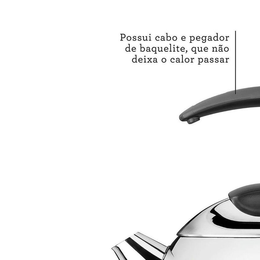 Chaleira Aço Inox 2,25l Cabo Preto Alto Brilho Para Café E Chá Tramontina - imagem 4