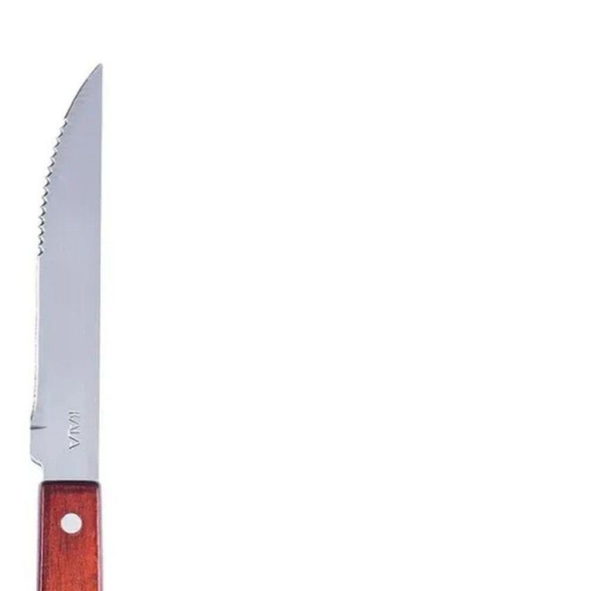 Conjunto Faca E Garfo Trinchante Para Churrasco Aço Inoxidável E Madeira Kala - imagem 5