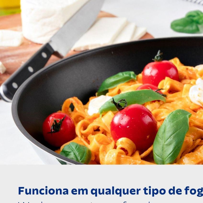 Wok Astro Silicone Frigideira Aço Inox Antiaderente 3,3l Fundo Triplo Tramontina - imagem 3