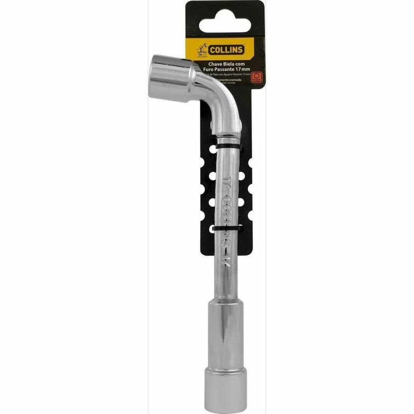 Chave Biela Com Furo Passante 277809 Alta Resistencia Aço Carbono Cromado 17mm Collins - imagem 4