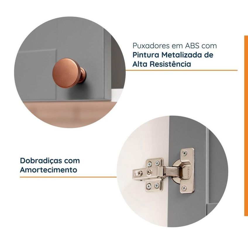 Armário Aéreo 1 Porta 20cm Arizona Cabecasa Madeiraoriginals Cinza/branco - imagem 5