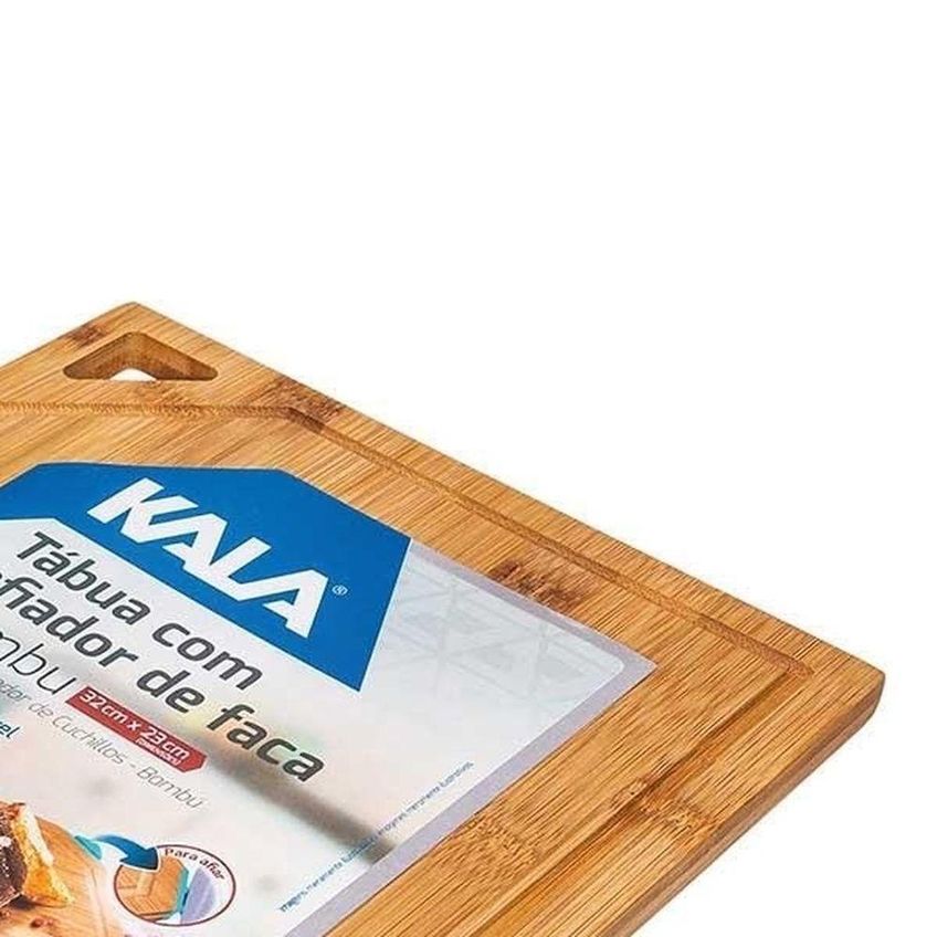 Tábua Retangular Com Afiador Embutido Bambu Ecológico Kala 32x22cm - imagem 3