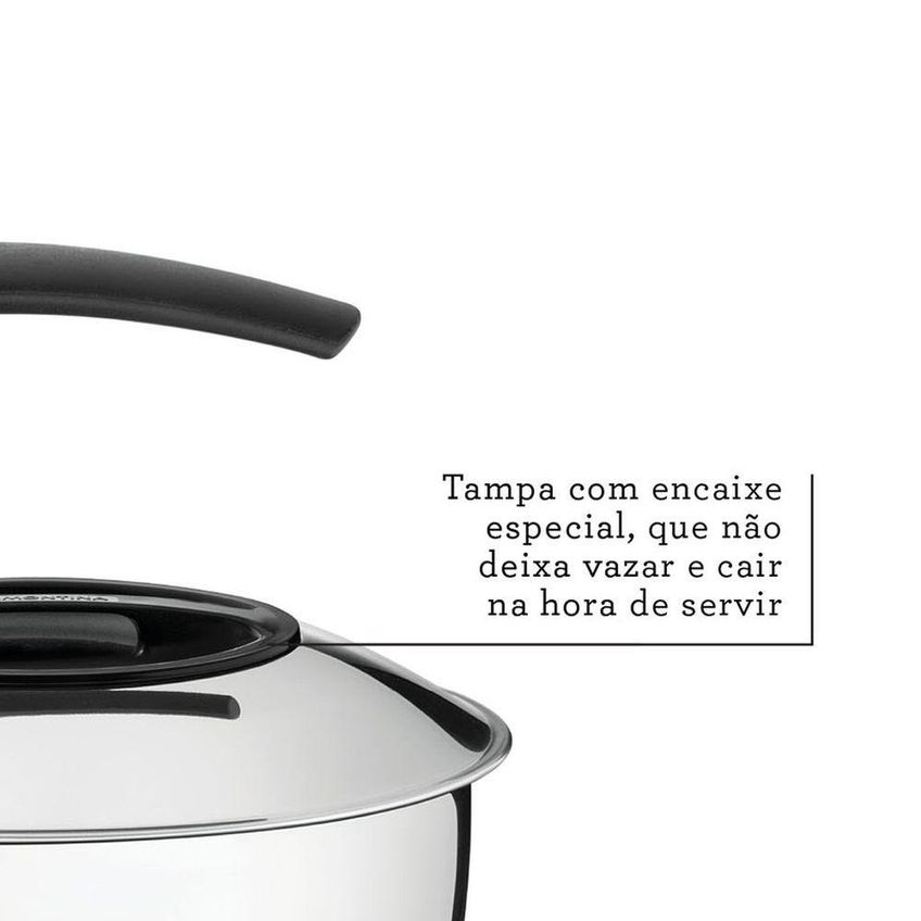 Chaleira Fundo Triplo Aquecimento Rápido Aço Inox Indução Cabo Nylon Antitérmico 1,5l Tramontina - imagem 3