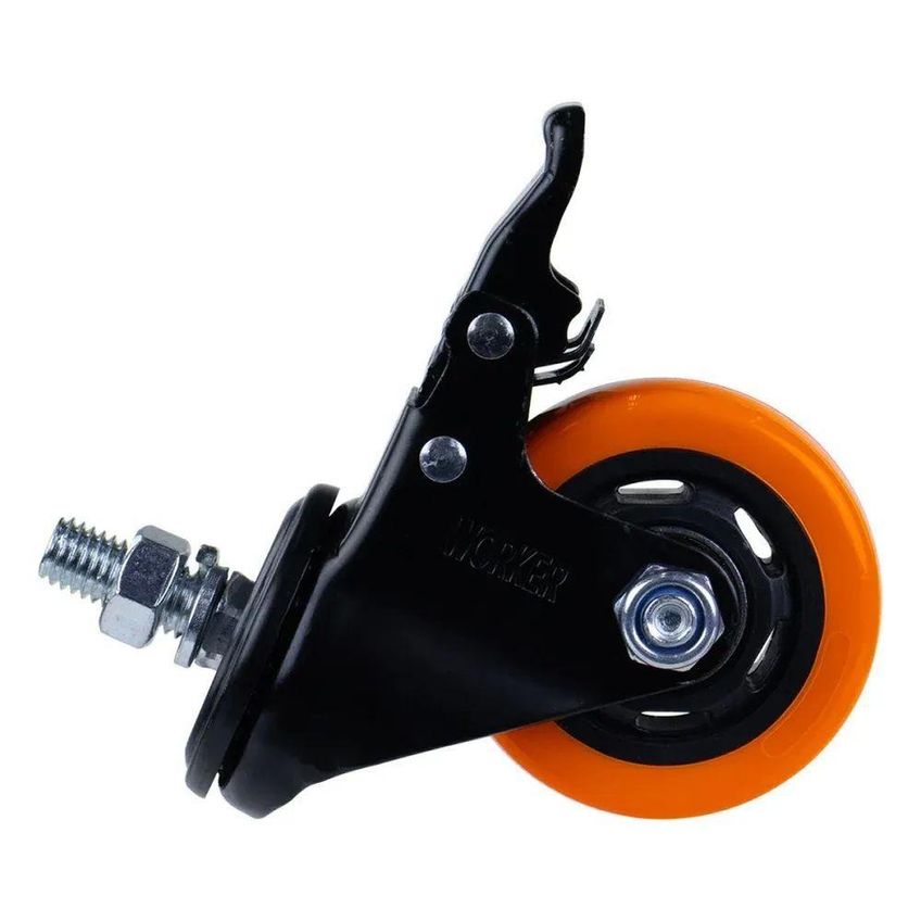Rodízio De Poliuretano Com Parafuso E Freio 40mm 40kg Laranja Worker Para Equipamentos - imagem 3