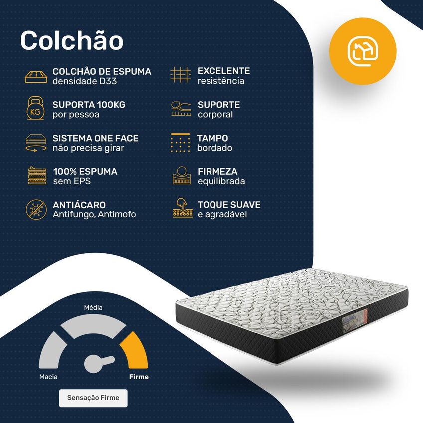 Colchão A Vácuo Casal De Espuma D33 Ouro Umaflex 138x188x14cm - imagem 3