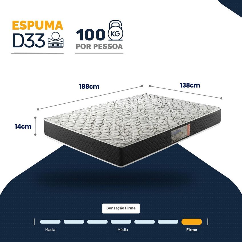 Colchão A Vácuo Casal De Espuma D33 Ouro Umaflex 138x188x14cm - imagem 4