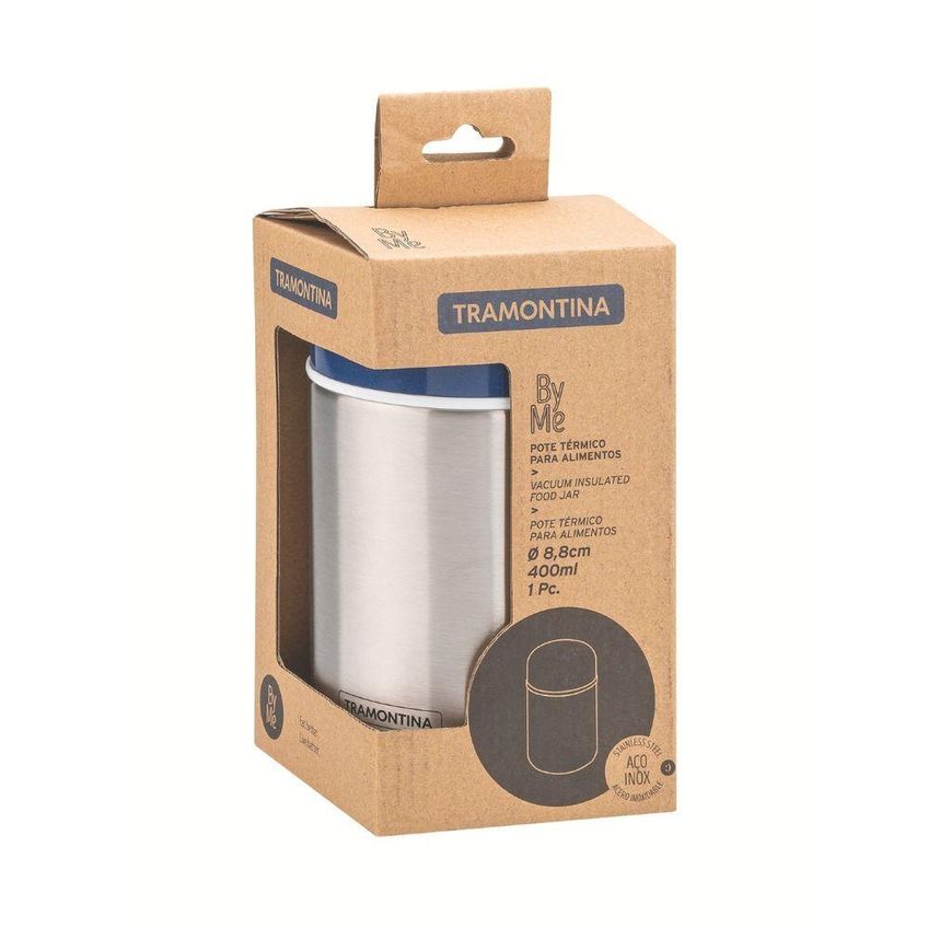 Pote Térmico 400ml Aço Inox Parede Dupla Vácuo Azul Tramontina - imagem 2