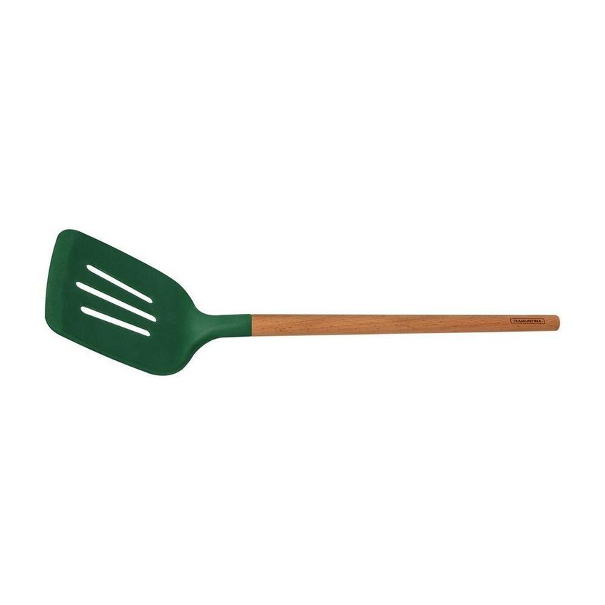 Espátula De Cozinha Live Silicone E Madeira Ponta Alta Performance Verde Tramontina - imagem 3