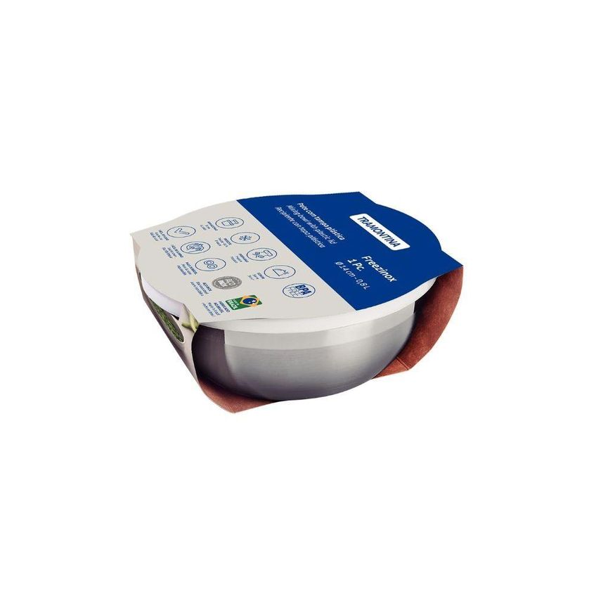 Pote Redondo Para Alimentos Freezinox Aço Inoxidável Com Tampa Plástica Com Vedação 0,8L Tramontina - imagem 2