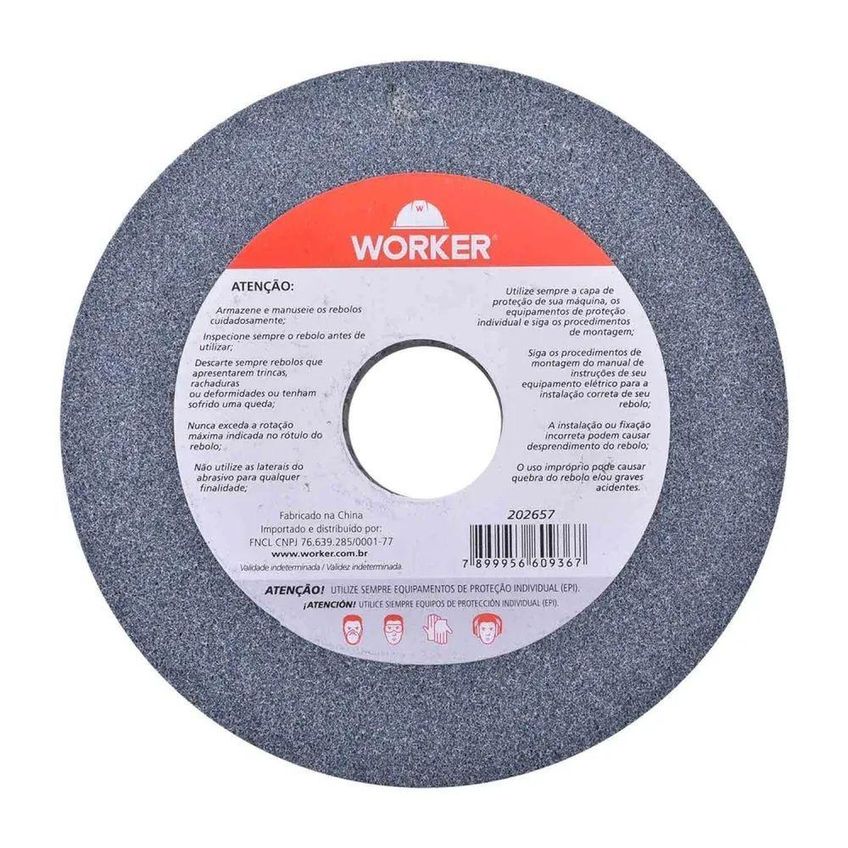 Rebolo Reto Uso Geral Fino G60 6 X 3/4 X 1.1/4 Precisao Worker - imagem 3