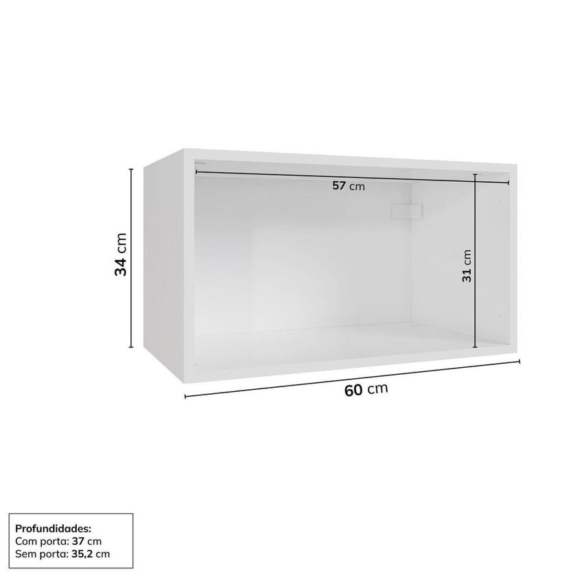 Armário Aéreo 1 Porta Basculante 60cm Arizona Cabecasa Madeiraoriginals Branco - imagem 4