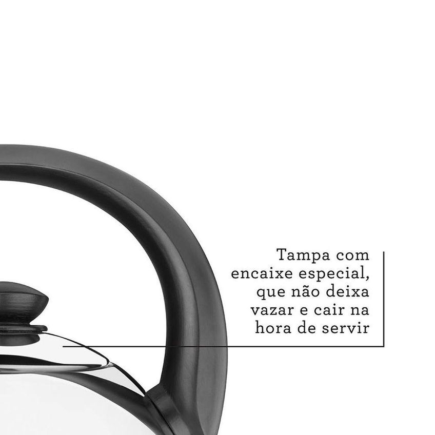 Chaleira Com Apito Aço Inox Cabo Antitérmico Alto Brilho Cabo Preto 2,1l Tramontina - imagem 3