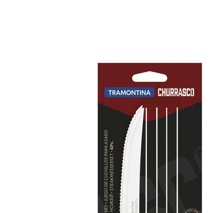 Conjunto De Facas Para Churrasco Dynamic Lâminas Aço Inox Cabos Madeira 6 Peças Tramontina - imagem 3