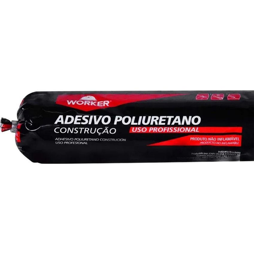 Adesivo Para Construção Em Poliuretano Pu Uso Profissional Alta Resistência Branco Worker Sachê 800g - imagem 3