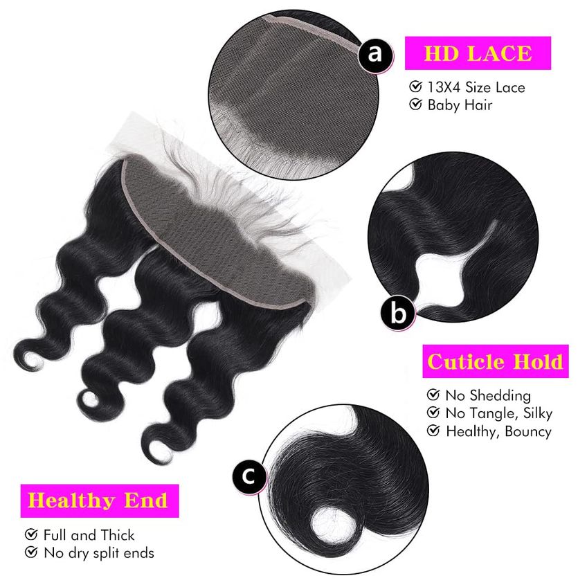 Fecho Frontal De Renda Dowstalgirl Body Wave 25 Cm 150% De Densidade - imagem 3