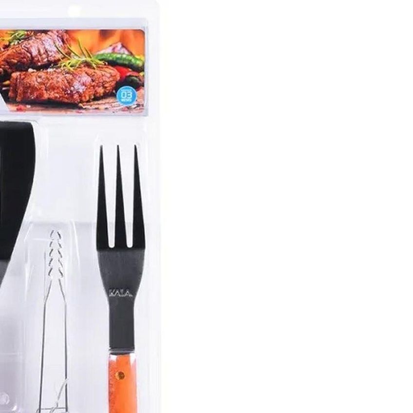 Conjunto Churrasco 199060 Aço Inox Cabo Madeira Utensílios Para Carnes Kala 4 Peças - imagem 3