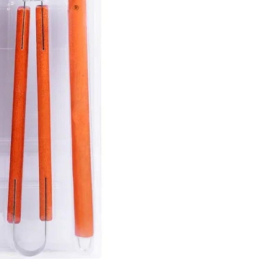 Conjunto Churrasco 199060 Aço Inox Cabo Madeira Utensílios Para Carnes Kala 4 Peças - imagem 4