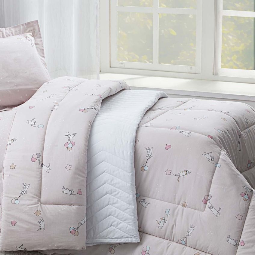 Colcha Solteiro 200 Fios Mimis - Casa K Estampada - imagem 2