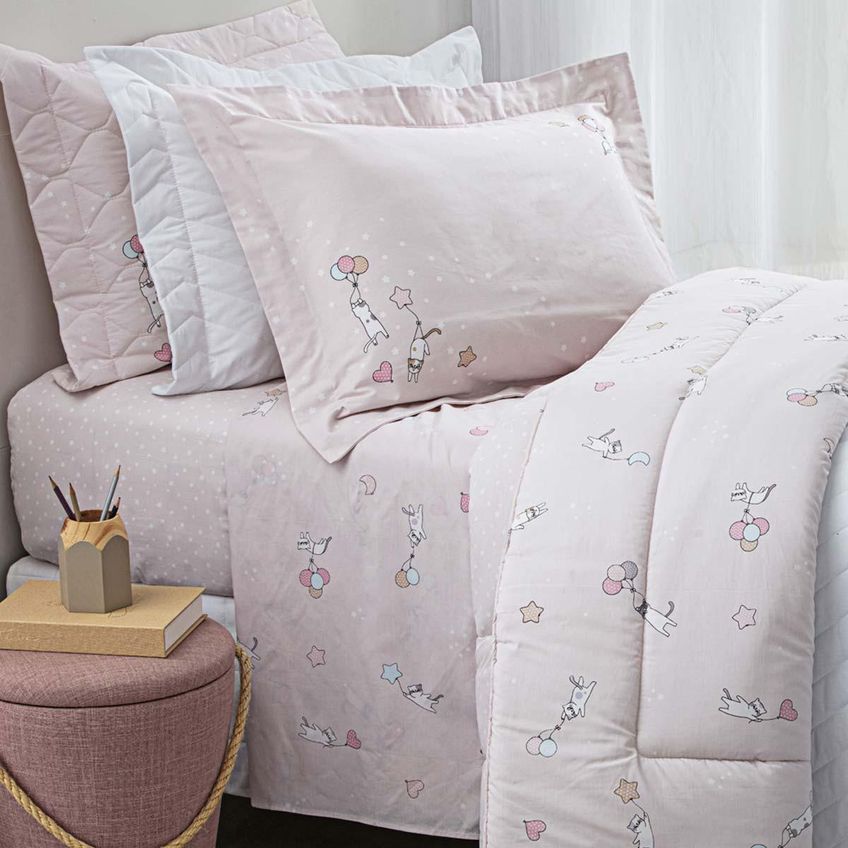 Colcha Solteiro 200 Fios Mimis - Casa K Estampada - imagem 3