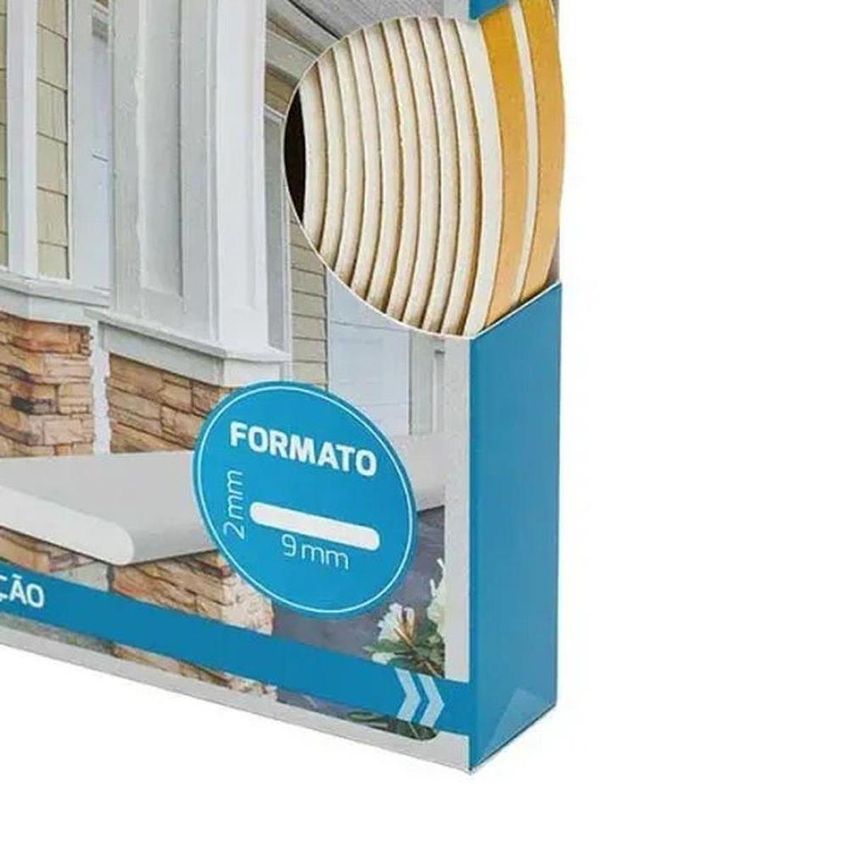 Veda Fresta Adesivo I 9x2mm 6m Isolamento Térmico E Acústico Branco Kala - imagem 3