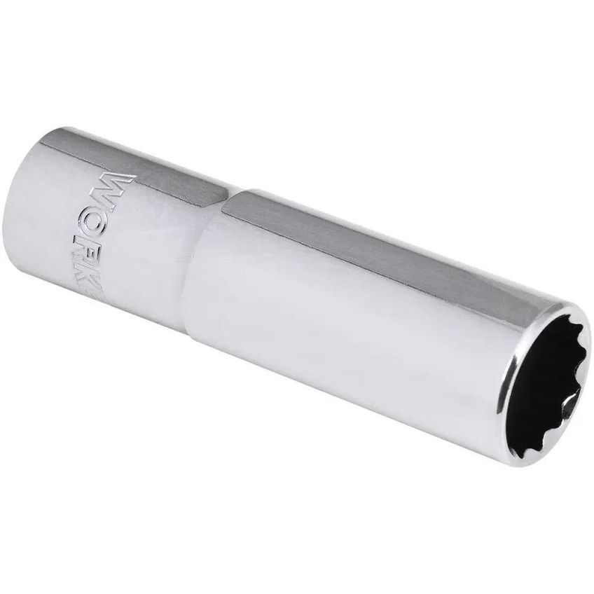 Soquete Estriado Longo 840 17mm Encaixe 1/2" Aço Cromo Vanádio Worker - imagem 4