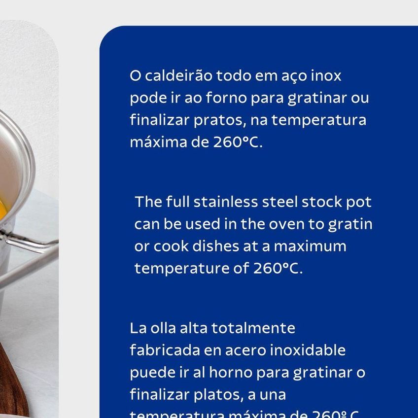 Caldeirão Professional Aço Inox Fundo Triplo Tampa Plana 7,8l 24cm Tramontina - imagem 3