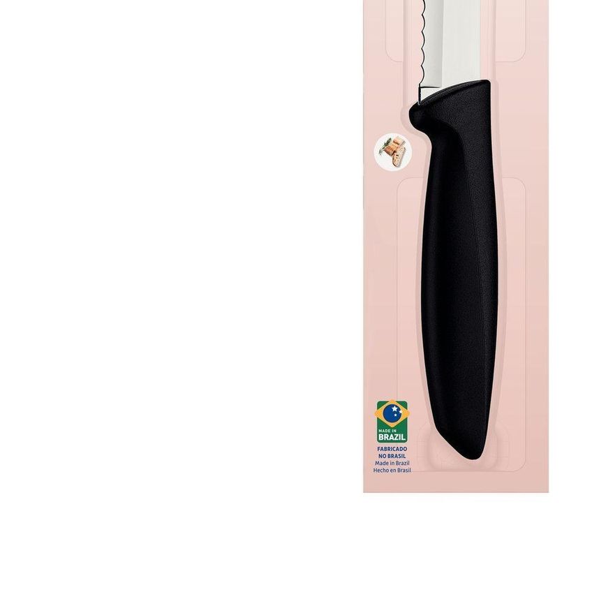 Faca Para Pão Plenus Corte De Pães Aço Inox Lâmina Serrilhada Preto Tramontina - imagem 3