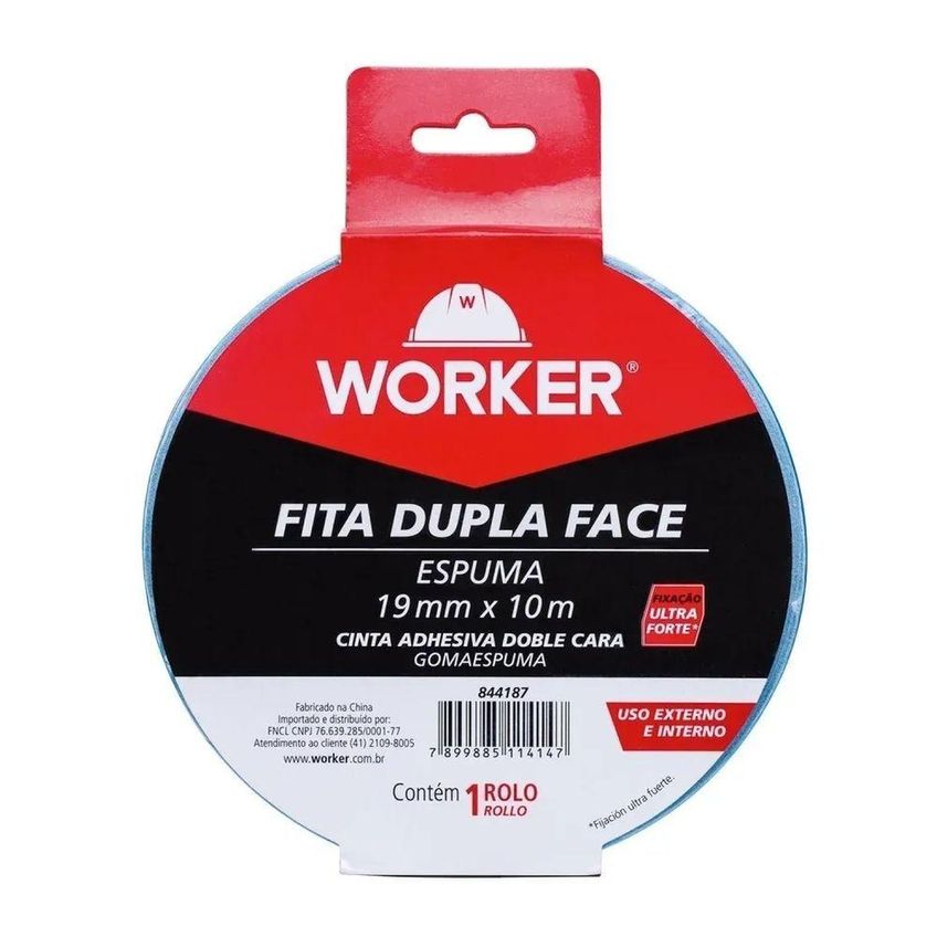 FITA DUPLA FACE DE ESPUMA 844187 FIXAÇÃO FORTE USO INTERNO E EXTERNO WORKER - imagem 5