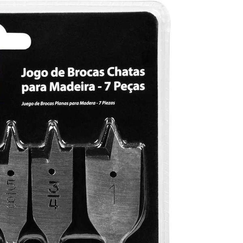Jogo De Broca Chata 7 Peças Para Madeira 919969 Aço Carbono Collins - imagem 3