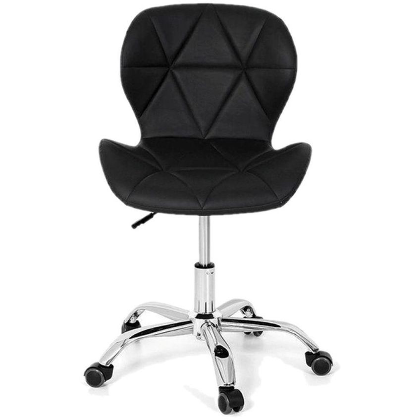 Cadeira Secretária Slim Office Giratória Com Rodízios PU Anatômica Preta Decoreshop 2 Unidades - imagem 4