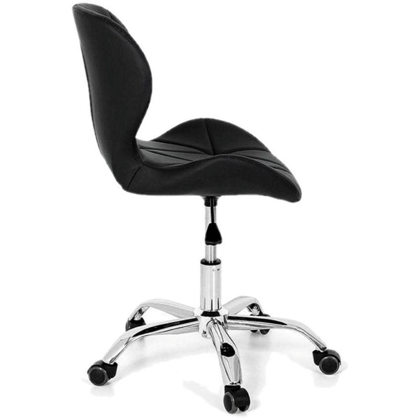 Cadeira Secretária Slim Office Giratória Com Rodízios PU Anatômica Preta Decoreshop 2 Unidades - imagem 5