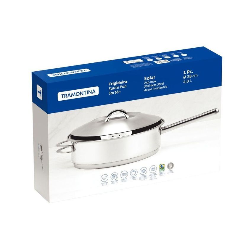 Frigideira Solar Aço Inox 28cm 4,8l Fundo Triplo Tramontina - imagem 3