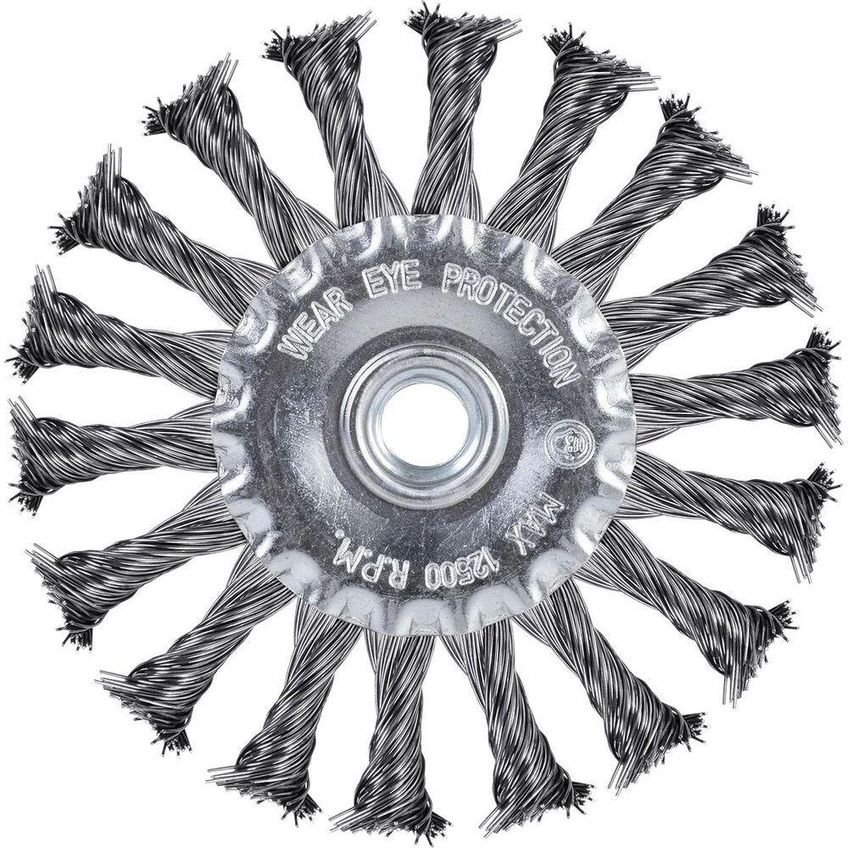 Escova Circular Aço Trançado 4.1/2 Polegadas M14 Para Esmerilhadeira Aço Carbono Worker - imagem 3